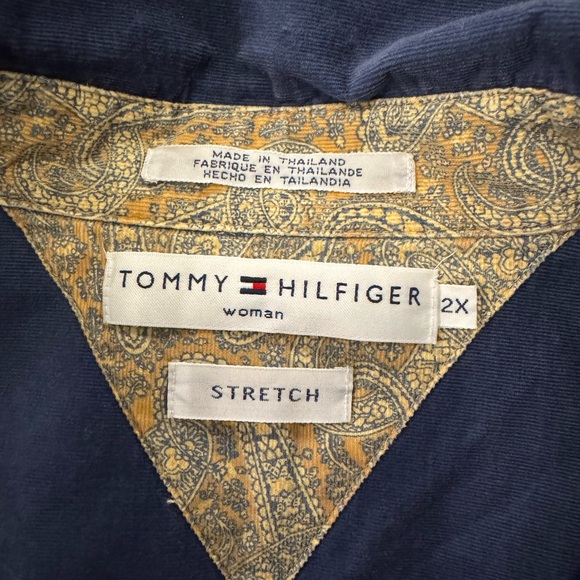 Tommy Hilfiger Navy Blue, Snap Button Down, Velvet Corduroy Shirt- size 2X - Picture 7 of 15